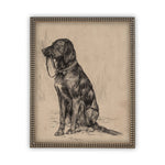 Vintage Framed Canvas Art  // Framed Vintage Print // Black Labrador Painting // Vintage Dog Art// Boys Room or Nursery print //#A-116