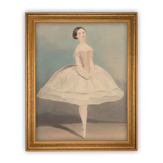 Vintage Framed Canvas Art  // Framed Vintage Print // Vintage Painting // Vintage Ballerina Art // Girls Room or Nursery print //#P-520