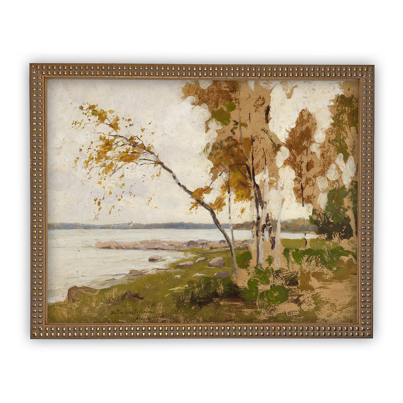 Vintage Framed Canvas Art  // Framed Vintage Print // Vintage Painting // Fall Autumn Landscape Art// Farmhouse print //#LAN-126
