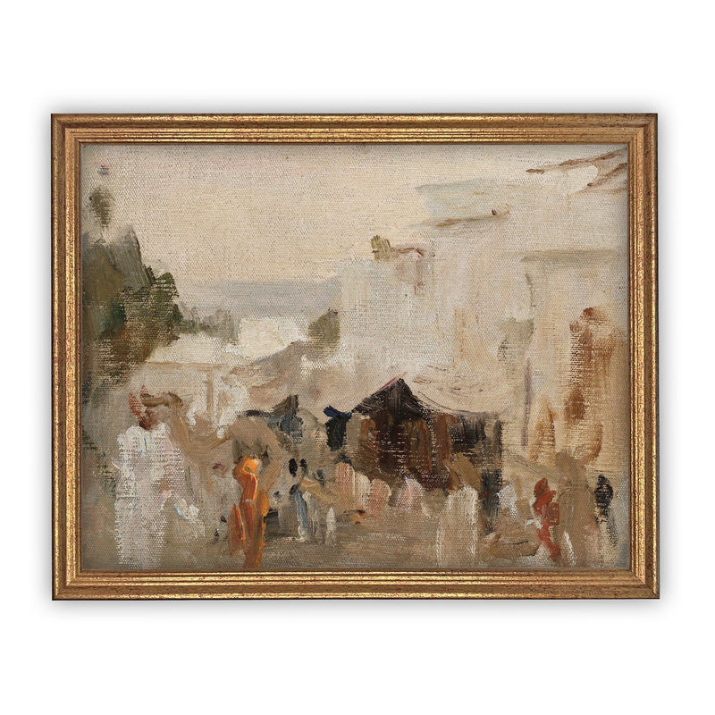 Vintage Framed Canvas Art  // Framed Vintage Print // Vintage Painting // Fall Winter Abstract // Farmhouse print //#LAN-147
