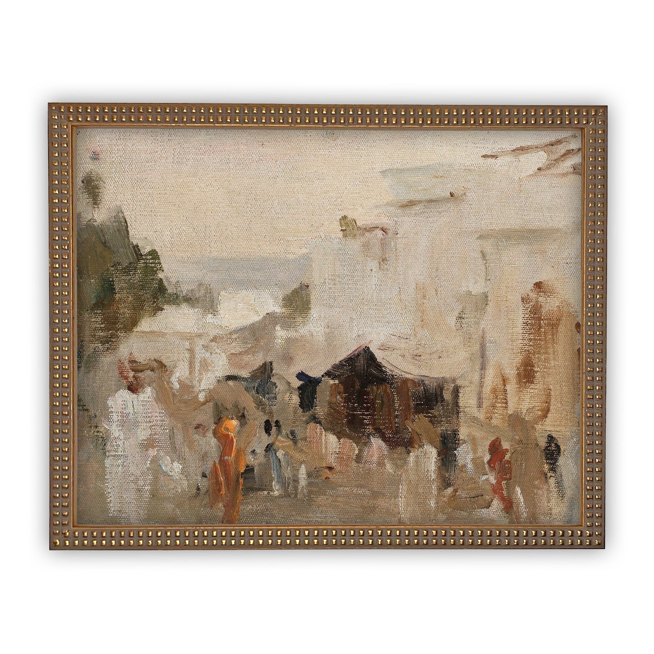 Vintage Framed Canvas Art  // Framed Vintage Print // Vintage Painting // Fall Winter Abstract // Farmhouse print //#LAN-147