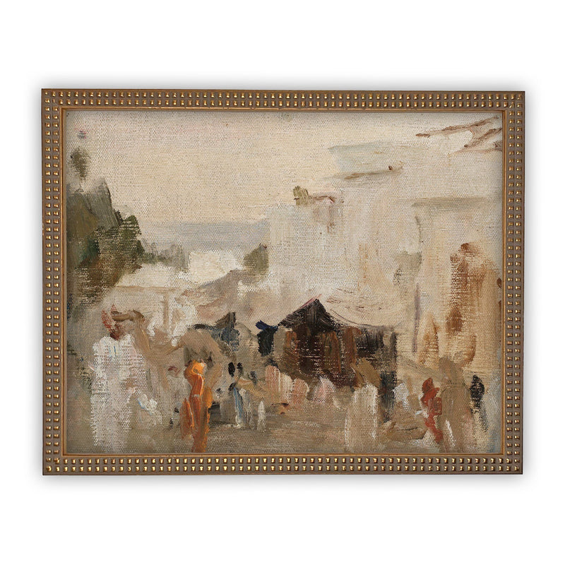 Vintage Framed Canvas Art  // Framed Vintage Print // Vintage Painting // Fall Winter Abstract // Farmhouse print //#LAN-147