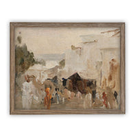 Vintage Framed Canvas Art  // Framed Vintage Print // Vintage Painting // Fall Winter Abstract // Farmhouse print //#LAN-147