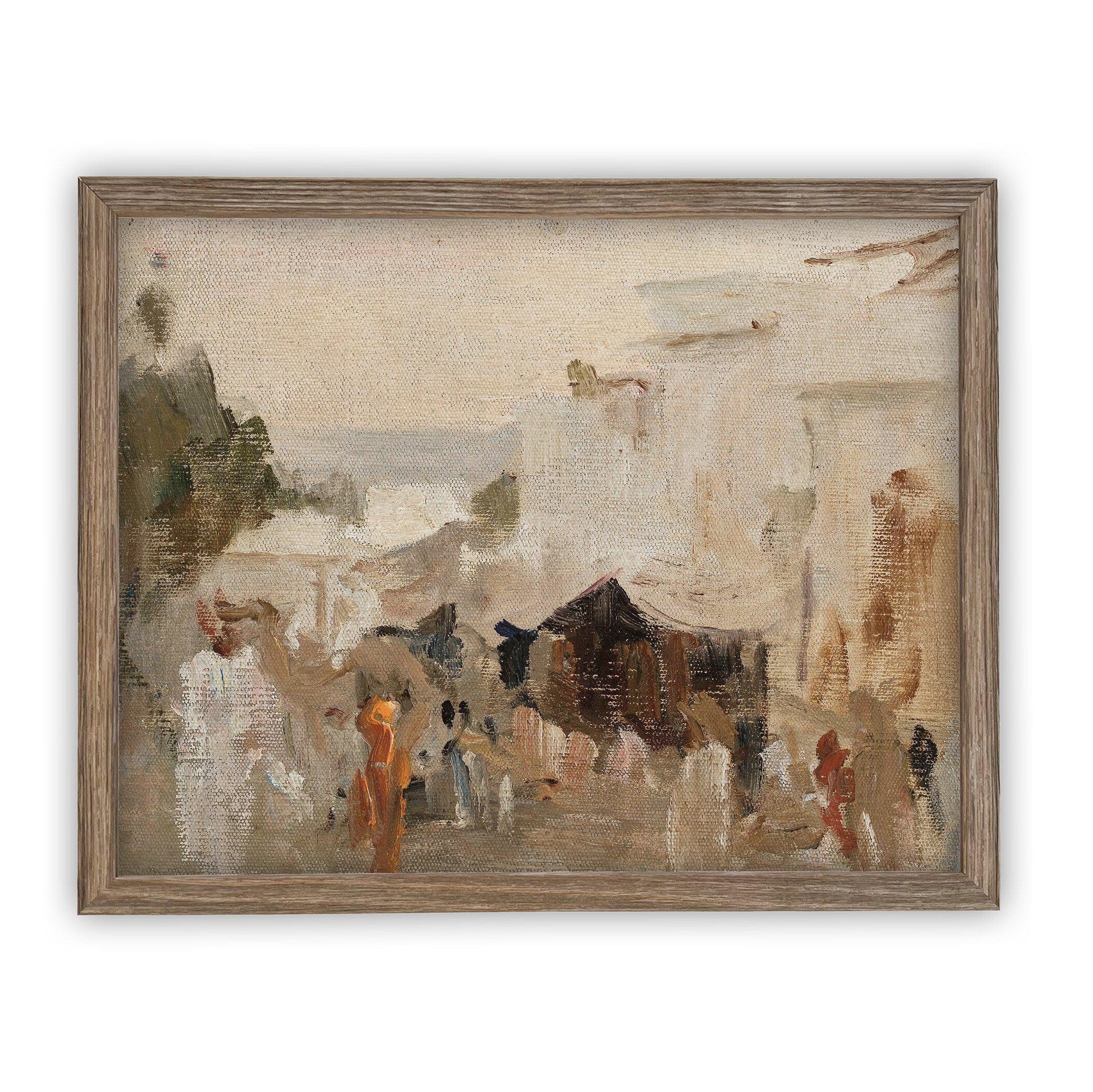 Vintage Framed Canvas Art  // Framed Vintage Print // Vintage Painting // Fall Winter Abstract // Farmhouse print //#LAN-147