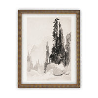 Vintage Framed Canvas Art  // Framed Vintage Print // Vintage Painting // Black White Tree Sketch // Minimalist Art //#LAN-161