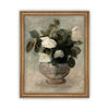 Vintage Framed Canvas Art  // Framed Vintage Floral Print // Vintage White Roses Painting // Still Life Botanical Farmhouse print //#BOT-126