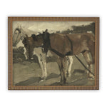 Vintage Framed Canvas Art  // Framed Vintage Print // Vintage Painting // Vintage Horse Art// Farmhouse print //#A-120