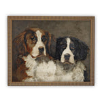 Vintage Framed Canvas Art  // Framed Vintage Print // Vintage Painting // Vintage Dogs Art// Farmhouse print //#A-108