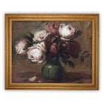 Vintage Framed Canvas Art  // Framed Vintage Print // Vintage Painting // Framed Vintage Roses // Farmhouse print //#BOT-102