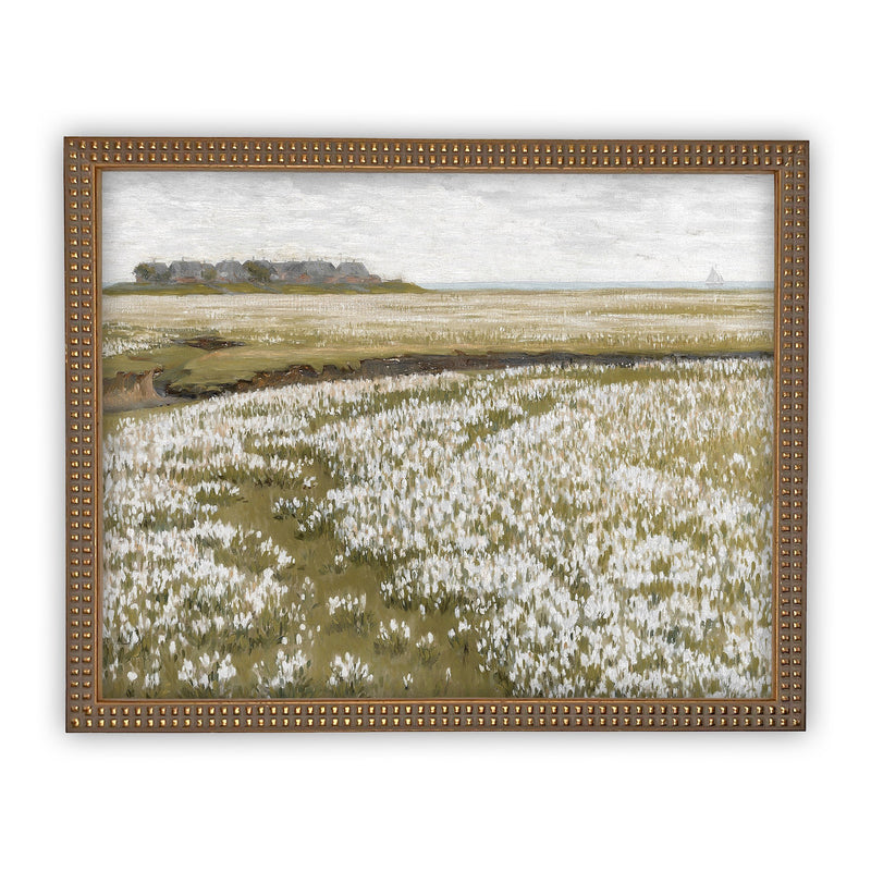 Vintage Framed Canvas Art  // Framed Vintage Print // Vintage Painting // Vintage Landscape Meadow // Spring Farmhouse print //#LAN-171
