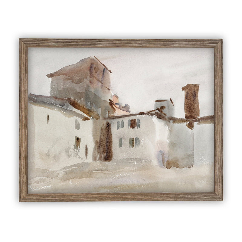 Vintage Framed Canvas Art  // Framed Vintage Print // Vintage Painting // Italian Villa Art // Neutral Art print //#ARC-110