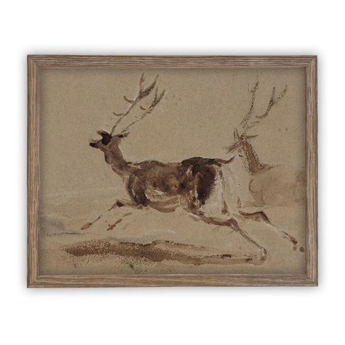 READY to SHIP 12x16 Vintage Framed Canvas Art // Framed Vintage Christmas Print // Framed Deer Painting // Farmhouse print //#CH-305