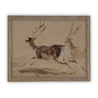 Vintage Framed Canvas Deer Art #CH-305