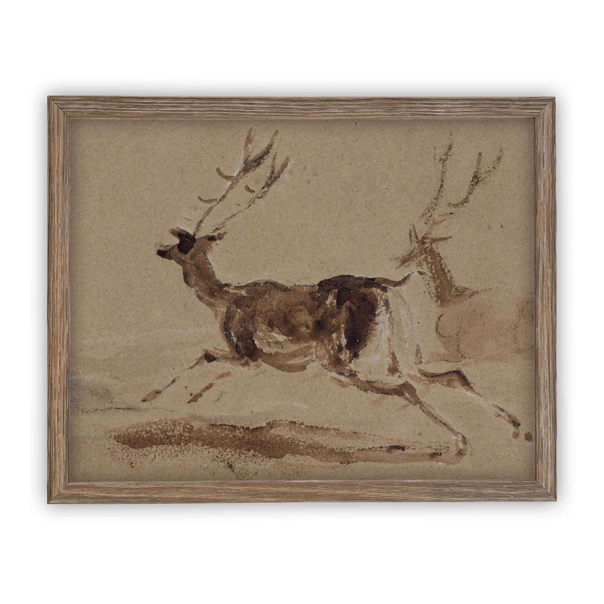 Vintage Framed Canvas Deer Art #CH-305