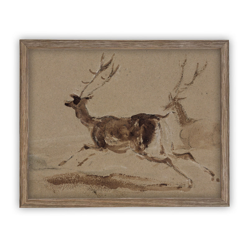 Vintage Framed Canvas Deer Art #CH-305