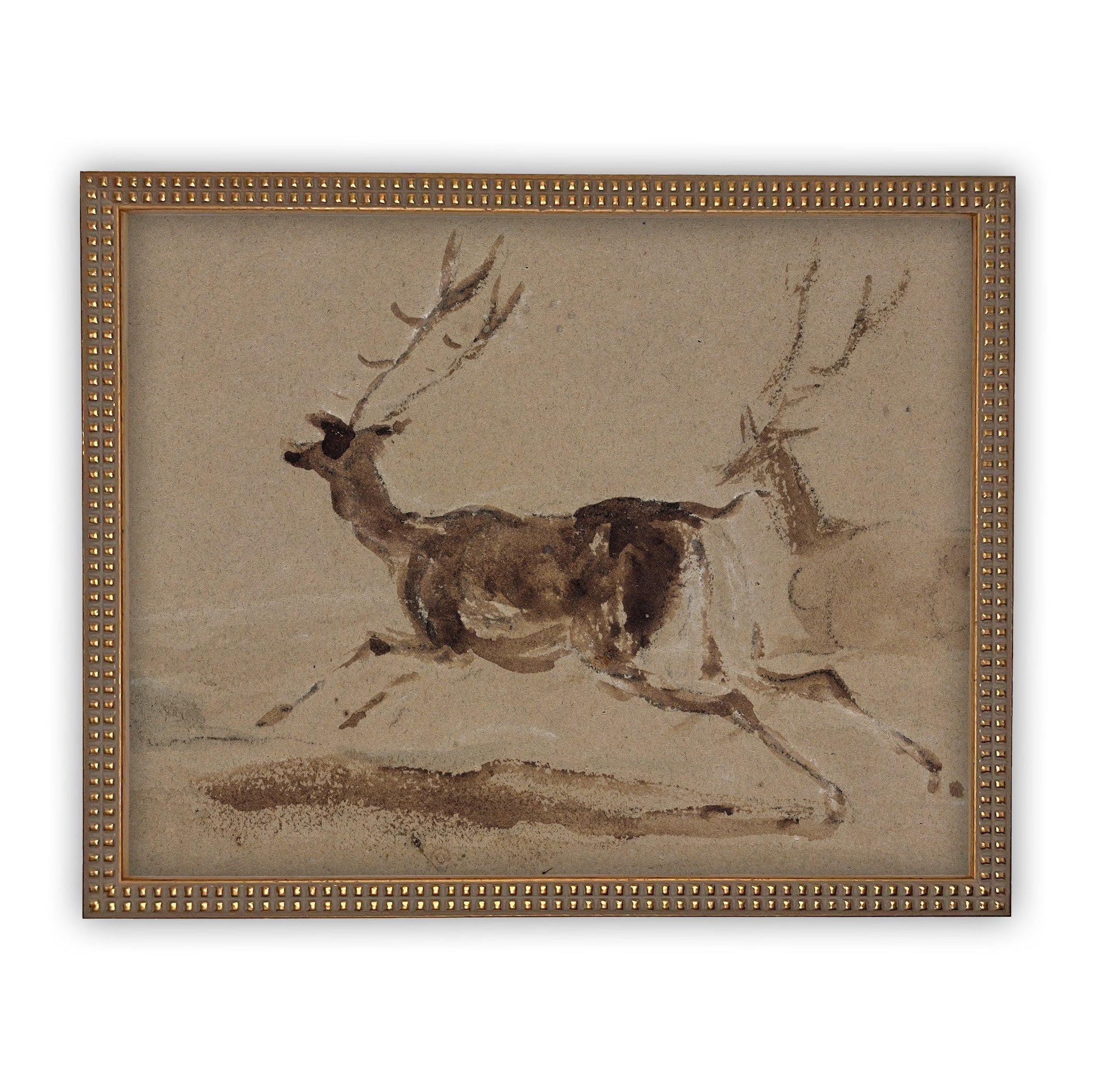 Vintage Framed Canvas Deer Art #CH-305