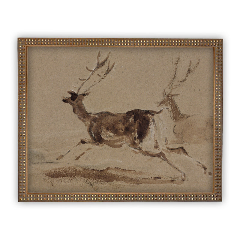 Vintage Framed Canvas Deer Art #CH-305