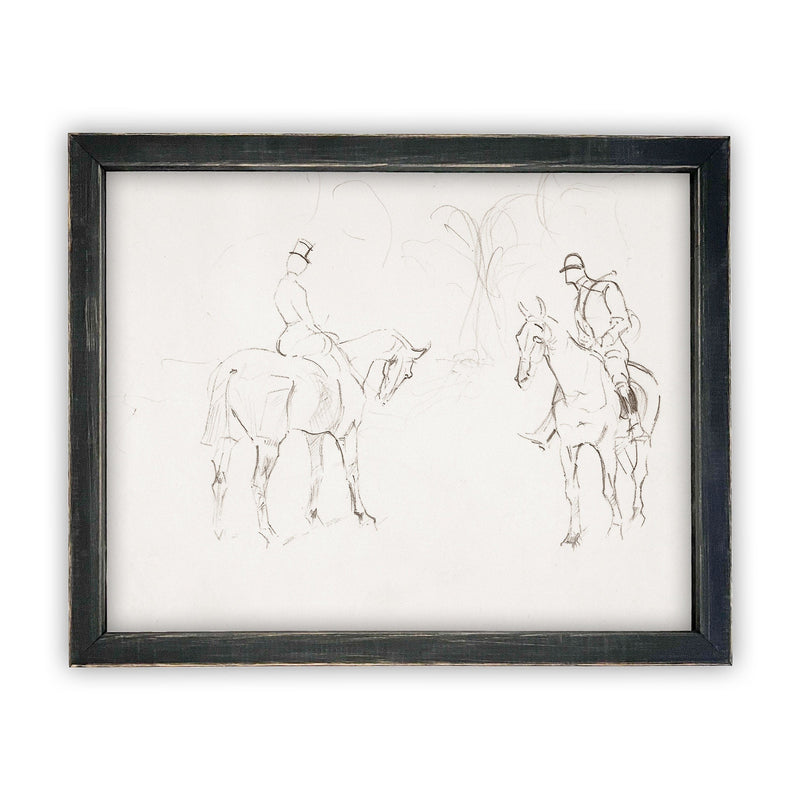 Vintage Framed Canvas Art  // Framed Vintage Print // Vintage Painting // Vintage Horse Sketch Art// Farmhouse print //#A-131