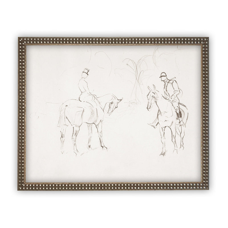 Vintage Framed Canvas Art  // Framed Vintage Print // Vintage Painting // Vintage Horse Sketch Art// Farmhouse print //#A-131