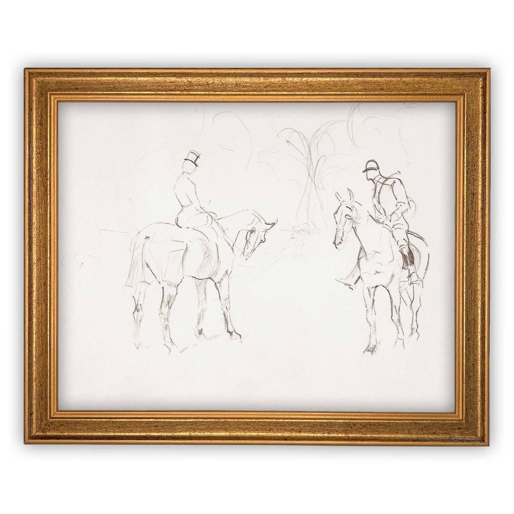 Vintage Framed Canvas Art  // Framed Vintage Print // Vintage Painting // Vintage Horse Sketch Art// Farmhouse print //#A-131