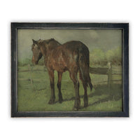 Vintage Framed Canvas Art  // Framed Vintage Print // Vintage Painting // Horse Art // Farmhouse print //#A-123