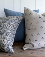 Designer Nishaan Natural  Pillow Cover //  Tan Blue Pillow Cover // Boutique Pillow Covers // Modern Farmhouse // Boho Pillows
