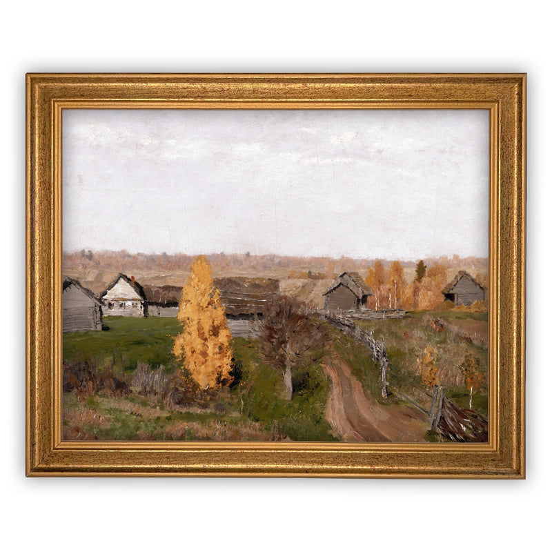 Vintage Framed Canvas Art  // Framed Vintage Print // Vintage Painting // Autumn Fall Landscape // Farmhouse print //#LAN-113
