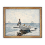 Vintage Framed Canvas Art  // Framed Vintage Print // Vintage Painting // Boating Art // Beach House print //#LAN-174