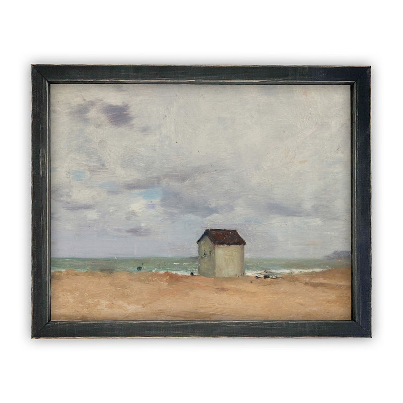 Vintage Framed Canvas Art  // Framed Vintage Print // Vintage Painting // Coastal Beach Art // Beach House print //#LAN-175