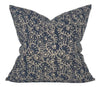 READY TO SHIP 20X20 Kochin Pillow Cover in Indigo // Modern Farmhouse Decor Pillow // Floral Linen Decorative Pillow //Blue and Beige Pillow