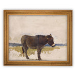 Vintage Framed Canvas Art  // Framed Vintage Print // Vintage Donkey Painting // Donkey Art// Farmhouse print //#A-153