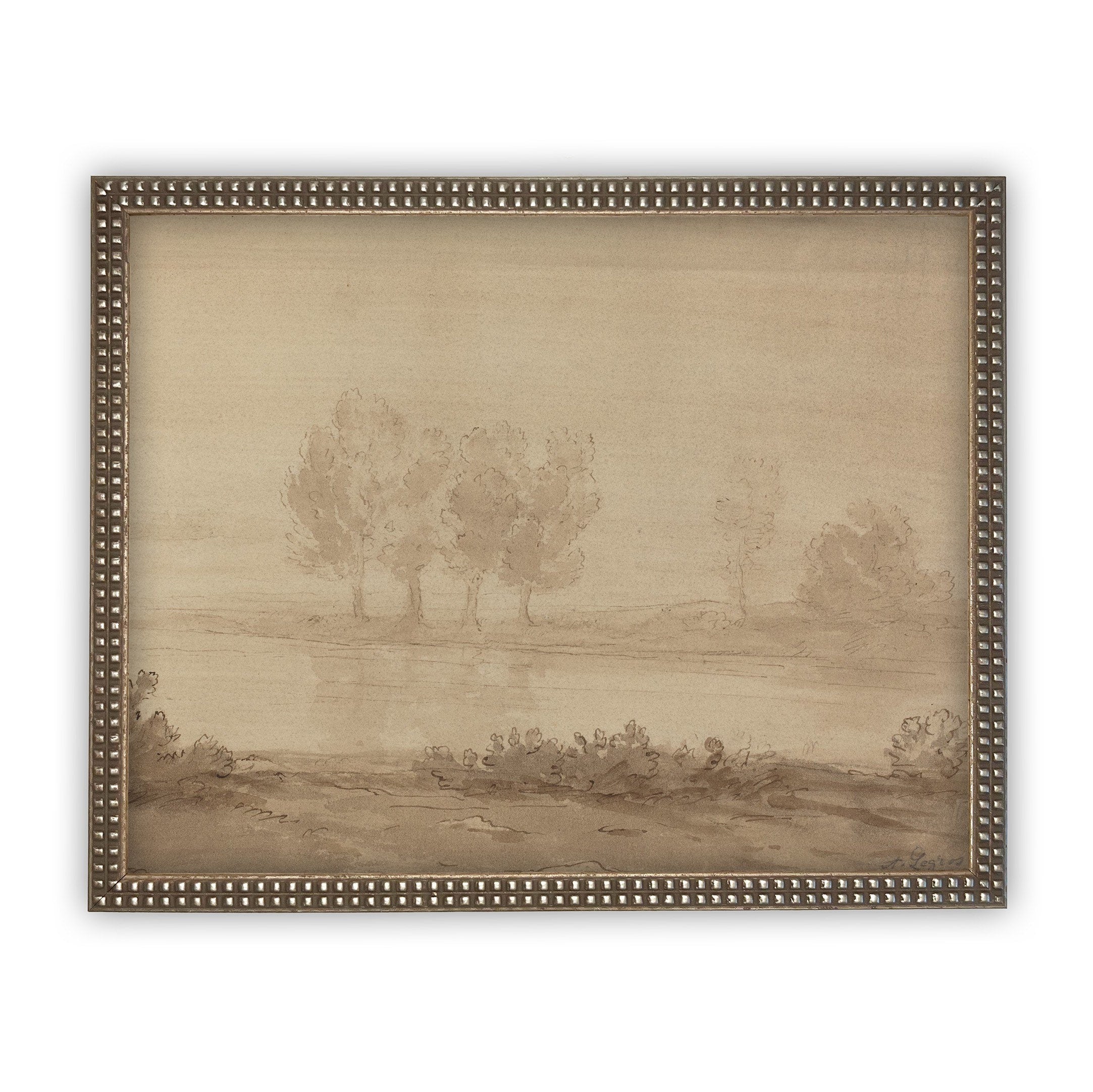 Vintage Framed Canvas Art  // Vintage Neutral Minimalist Print // Vintage Painting // Muted Landscape Print // Farmhouse print //#LAN-181