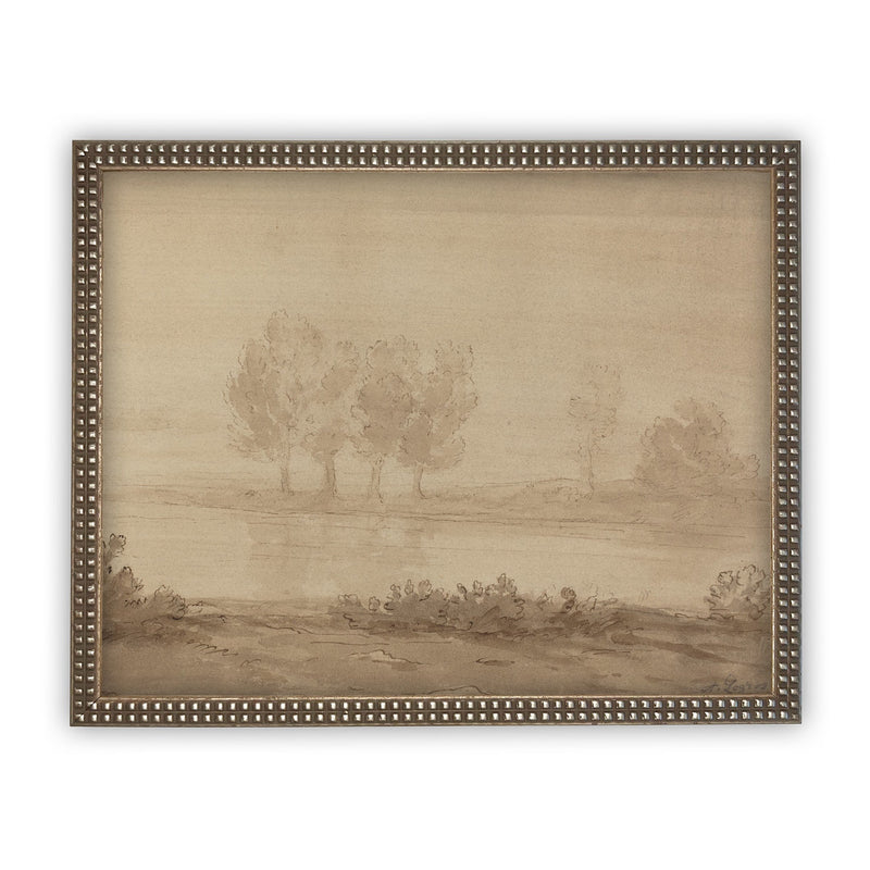 Vintage Framed Canvas Art  // Vintage Neutral Minimalist Print // Vintage Painting // Muted Landscape Print // Farmhouse print //#LAN-181