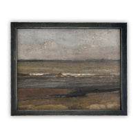 Vintage Framed Canvas Art // Framed Vintage Seascape Print // Coastal Beach Vintage Painting // Moody Farmhouse Print //#LAN-187