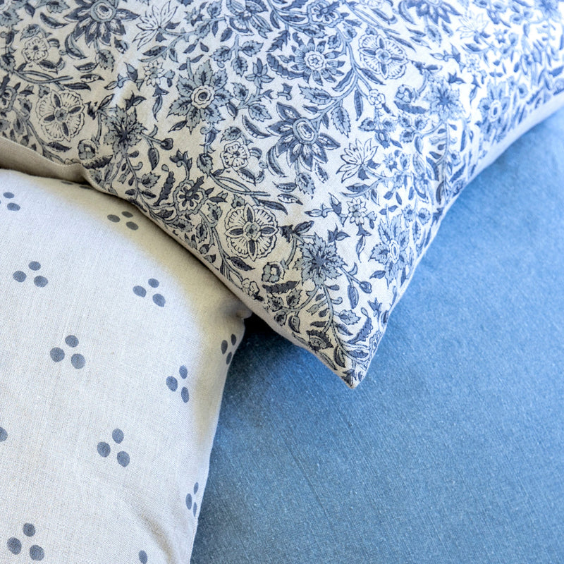 Designer Nishaan Natural  Pillow Cover //  Tan Blue Pillow Cover // Boutique Pillow Covers // Modern Farmhouse // Boho Pillows