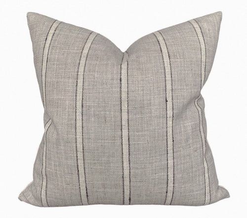 Designer Caleb Stripe in Gray Linen Pillow Cover // Gray Striped Linen Pillows // Modern Farmhouse Pillows  //Designer Linen Pillow