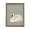 Vintage Framed Canvas Art // Framed Vintage Print // Vintage Painting // White and Green Swan Art // Girls Room or Nursery print //#A-155