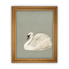 Vintage Framed Canvas Art // Framed Vintage Print // Vintage Painting // White and Green Swan Art // Girls Room or Nursery print //#A-155