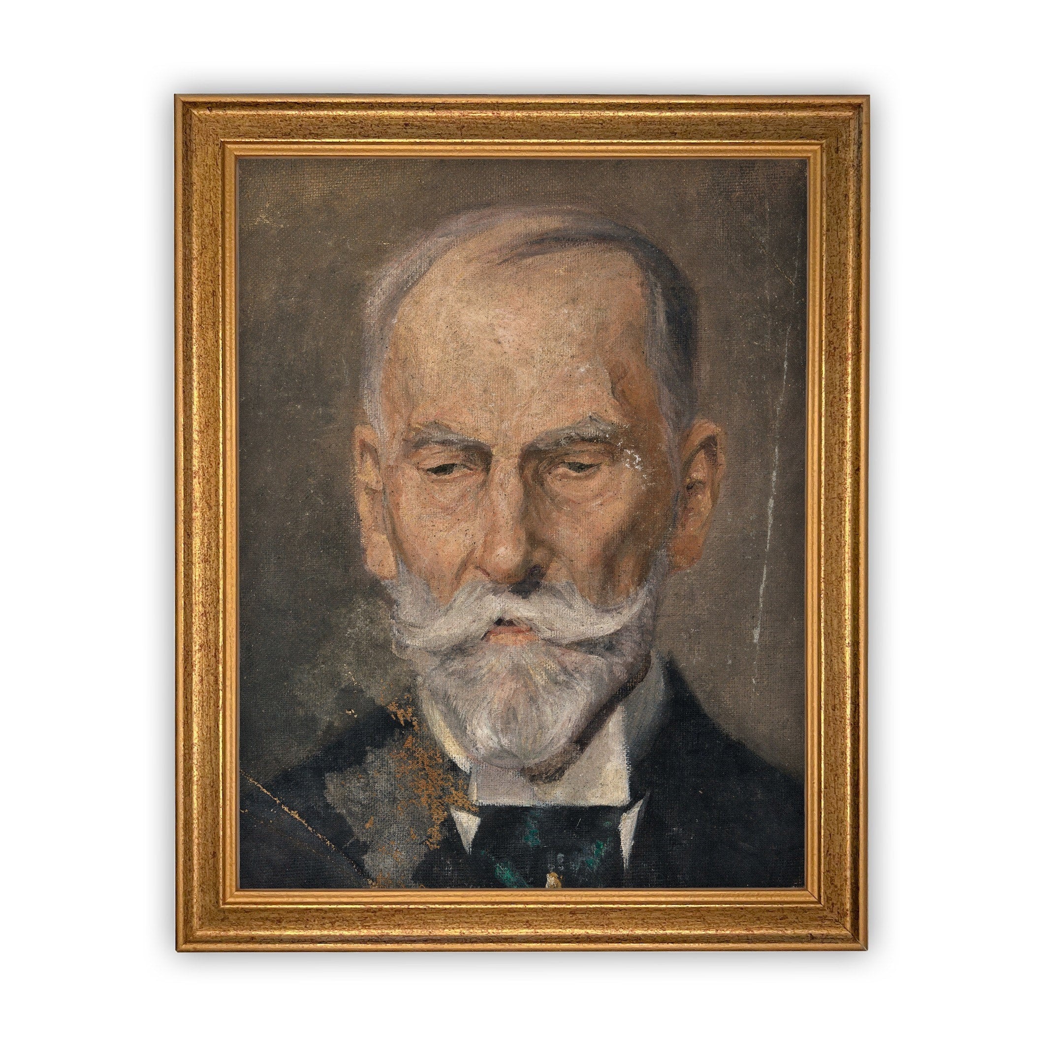 Vintage Framed Canvas Art // Framed Vintage Print // Vintage Painting // Vintage Oil Painting of a Man // Farmhouse Art //#P-529