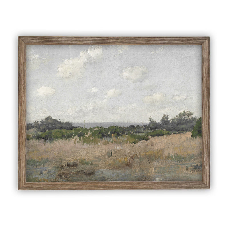 Vintage Framed Canvas Art // Framed Vintage Print // Vintage Spring Painting // Muted Landscape Art// Farmhouse Oil Painting //#LAN-192