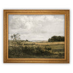 Vintage Framed Canvas Art // Framed Vintage Print // Vintage Spring Painting // Muted Landscape Art// Farmhouse Oil Painting //#LAN-194