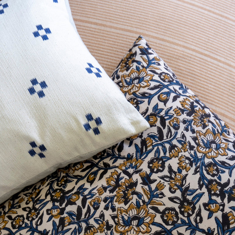 Chiangmai Native Cotton Pillow Cover // Indigo Cotton Batik Pillow  // Modern Farmhouse Pillows  // Boho Tribal Pillow