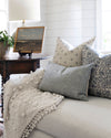 READY TO SHIP 20x20 Designer Kanan Floral Pillow Cover // Natural Blue Grey Pillow Cover // Boutique Pillow Covers // Modern Farmhouse
