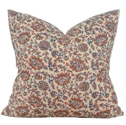 READY TO SHIP 20X20 Designer "San Benito" Pillow Cover // Floral Block Print Pillow Cover // Boutique Pillow Covers