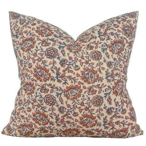 READY TO SHIP 20X20 Designer "San Benito" Pillow Cover //  Floral Block Print Pillow Cover // Boutique Pillow Covers