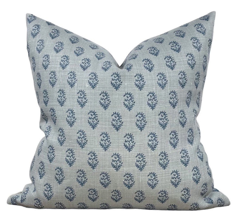 READY TO SHIP 20x20 Peter Dunham Rajmata Pillow Cover in Mist Indigo - Decorative Pillow Cover - Indigo Throw Pillow - Boho Pillow