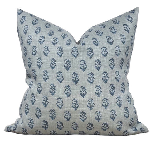 READY TO SHIP 12X24 Double Sided Peter Dunham Rajmata Pillow Cover in Mist Indigo - Decorative Pillow Cover - Indigo Throw Pillow