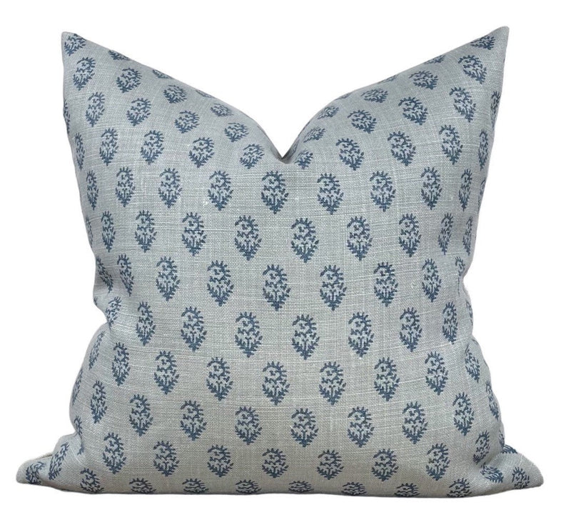 READY TO SHIP 12X24 Double Sided Peter Dunham Rajmata Pillow Cover in Mist Indigo - Decorative Pillow Cover - Indigo Throw Pillow