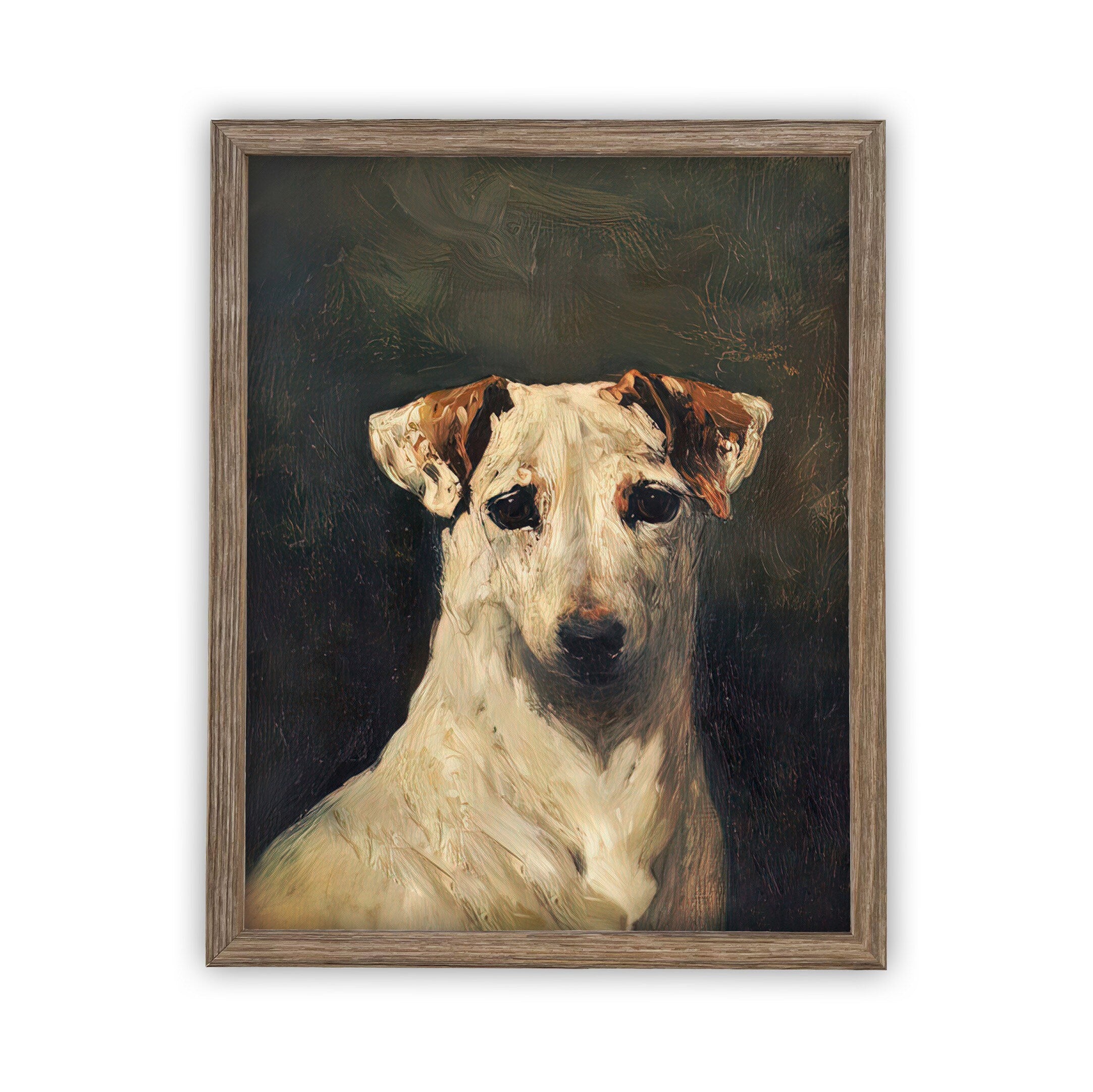 Vintage Framed Canvas Art // Framed Vintage Print // Vintage Dog Oil Painting // Vintage Dog Art // Boys Room or Nursery Print //#A-157