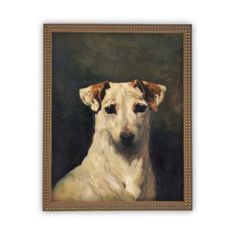 Vintage Framed Canvas Art // Framed Vintage Print // Vintage Dog Oil Painting // Vintage Dog Art // Boys Room or Nursery Print //#A-157